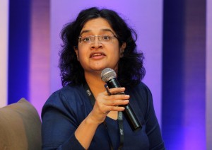Knowledge Series 2014 - Cinemas of India: Marathi Cinema: Vanita Kohli Khandekar, Contributing Editor, Business Standard Financial speaks during the Knowledge series 2014 session on Cinemas of India: Marathi Cinema at the 8th NFDC Film Bazaar 2014, held at the Marriott Hotel, Panjim, Goa, India on November 23, 2014. (Manoj Patil/SOLARIS IMAGES)